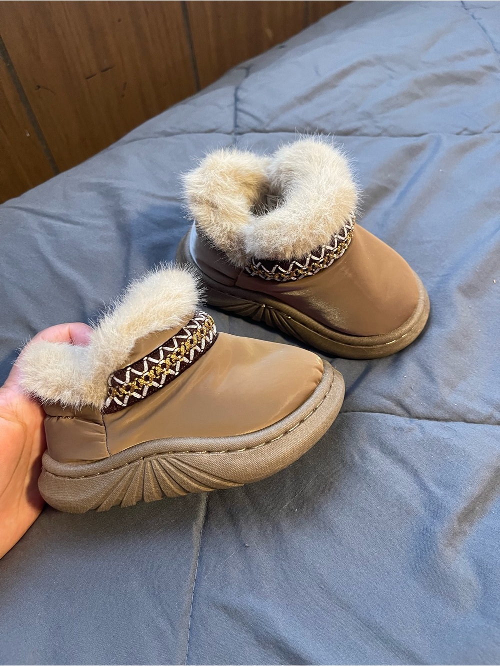 Baby girl Brown Faux-Fur Lined Slip-On Boots